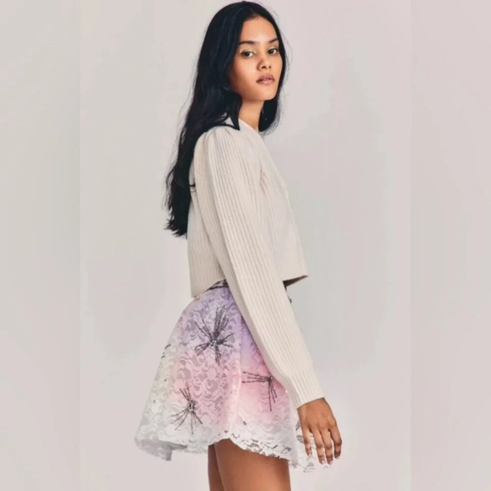 NWT LOVESHACKFANCY KEZIA‎ MINI SKIRT Multi Tie Dye Crystals LS458-992 Size 6